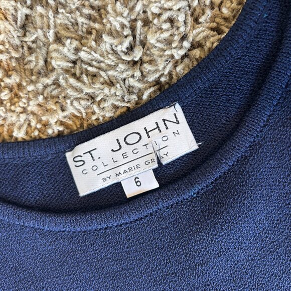 St John Collection by Marie Gray Navy Blue Knit Dress in Women's Size 6 Vintage - Picture 4 of 4
